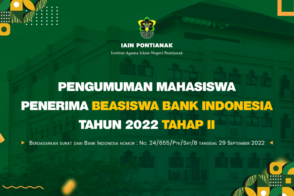 Pengumuman Mahasiswa Penerima Beasiswa Bank Indonesia Tahun Tahap