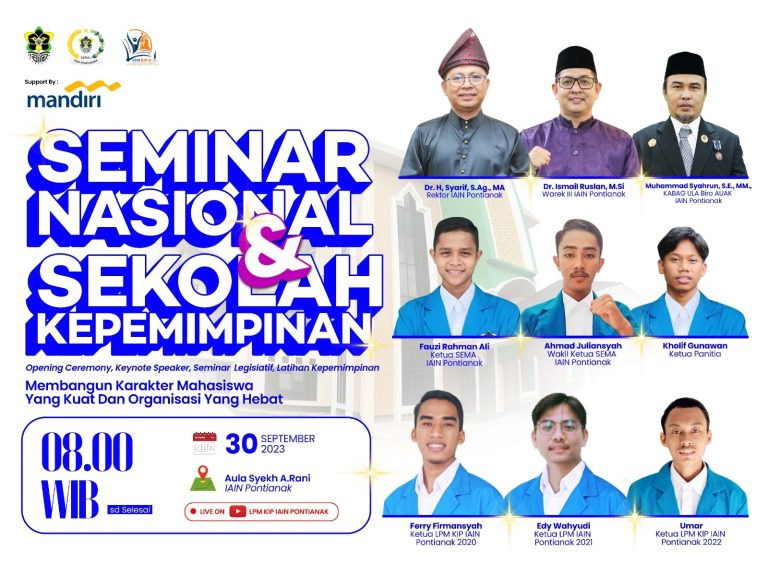 Ayo Ikuti Seminar Nasional dan Sekolah Kepemimpinan di IAIN Pontianak, 30 September 2023